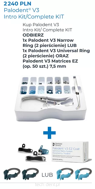 Palodent V3 Complete Kit + GRATIS: 2 x Palodent V3 Ring (Universal lub Narrow) + 1 x Matryce Palodent V3 EZ Coat (7,5mm) 50 szt.