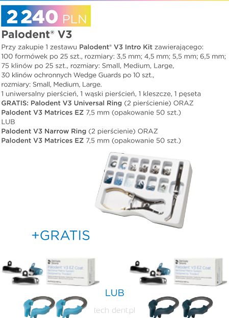 Palodent V3 Intro Kit + GRATIS: 2 x Palodent V3 Ring Universal + 1 x Matryce Palodent V3 Ez Coat (7,5mm) 50 szt.