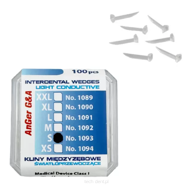 Kliny światłoprzewodzące międzyzębowe AnGer / 100 szt.