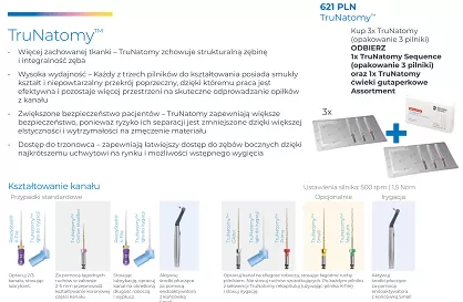 TruNatomy / 3 x 3 szt. (dowolne rozmiary) + GRATIS: 1 x Guttapercha TruNatomy (Ass.) + 1 x TruNatomy Sequence (3 szt.)
