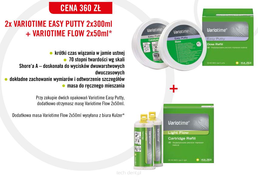 2 x Variotime Easy Putty / 2 x 300ml + GRATIS: 1 x Variotime Flow 2 x 50ml