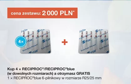 Reciproc Blue 4 x 6 szt. (dowolny rozmiar) + GRATIS: 1 x Reciproc Blue R25/25mm (6 szt.)