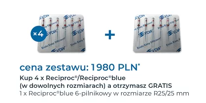 Reciproc Blue 4 x 6 szt. (dowolny rozmiar) + GRATIS: 1 x Reciproc Blue R25/25mm (6 szt.)
