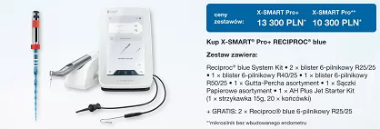 Mikrosilnik endodontyczny X-Smart Pro+ (wersja z endometrem) / X-Smart Pro (wersja bez endometru) + Reciproc blue System Kit + GRATIS: 2 x Reciproc Blue R25 dł. 25mm (6 szt.)