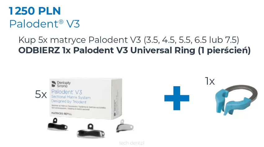 5 x Palodent V3 Matryce 50 szt. (3.5, 4.5, 5.5, 6.5, 7.5) + GRATIS: 1x Palodent V3 Universal Ring (1 szt.)