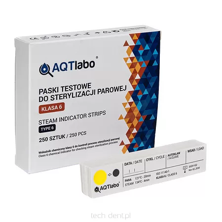 Chemiczne testy do sterylizacji VI klasy AQTlabo / 250 szt.