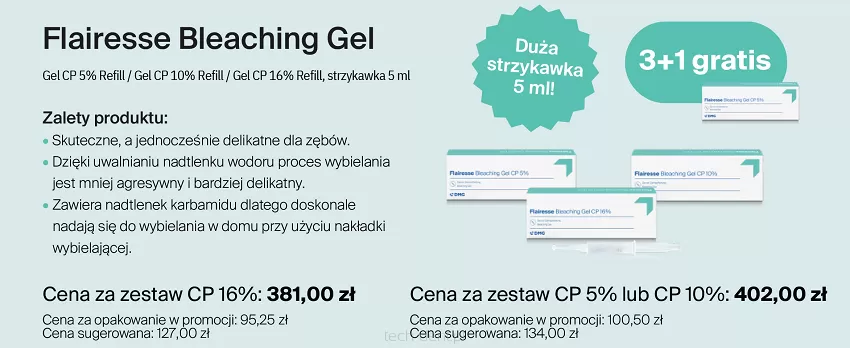 Flairesse Bleaching Gel CP 5% lub CP 10% / 3 x 5ml + 1 x 5ml GRATIS