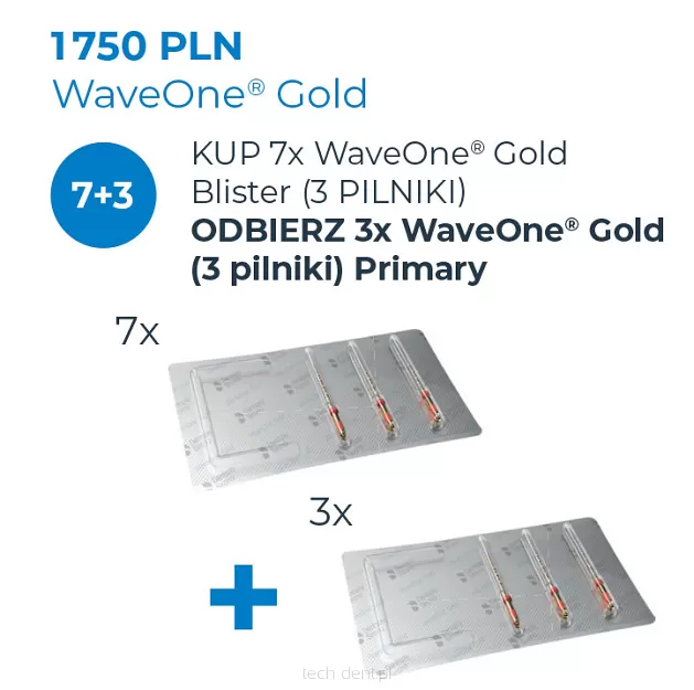WaveOne Gold  / 7 x Blister 3 szt. (dowolne rozmiary) + GRATIS: 3 x Wave OneGold Primary (3 szt.)
