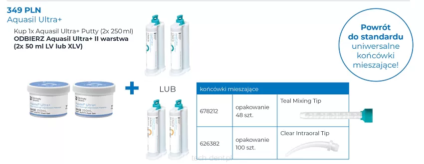 Aquasil Ultra+ Putty (2 x 250ml) + GRATIS: 1 x Aquasil Ultra+ (2 x 50ml) LV lub XLV