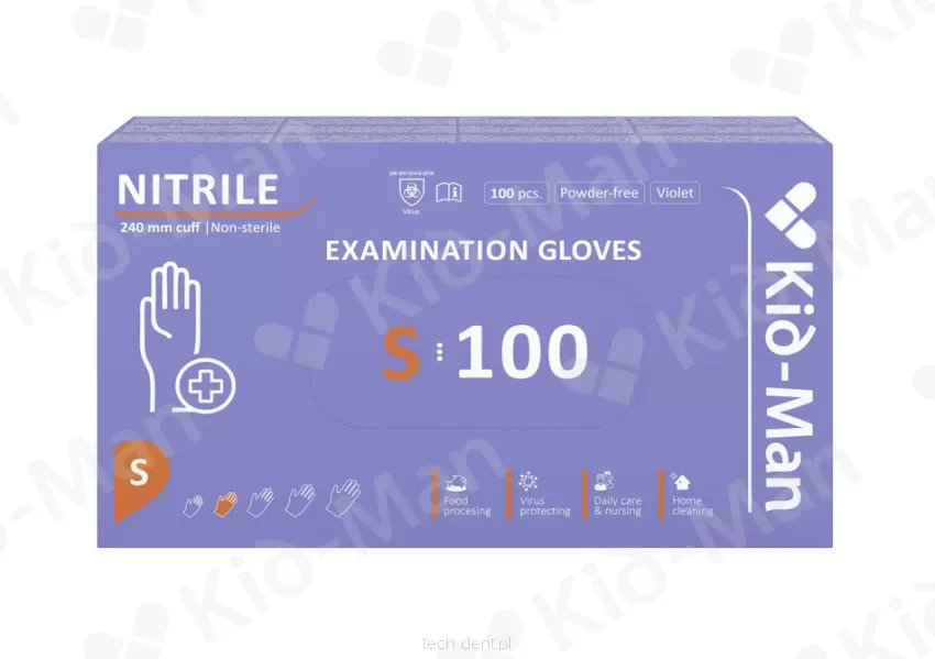 Rękawiczki nitrylowe bezpudrowe Kid-Man / 100 szt. (S)