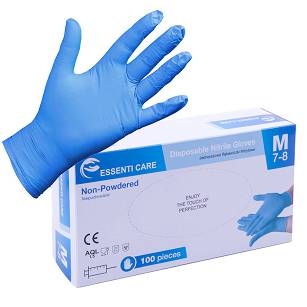 Rękawiczki nitrylowe bezpudrowe Essenti Care / 10 x 100szt. 
