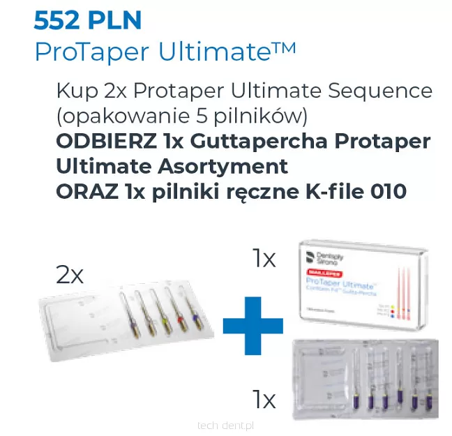 ProTaper Ultimate / 2 x 5 szt. (Ass.) + GRATIS: 1x Gutaperka Protaper Ultimate (Ass. F1-F3) + 1x K-file 010 (6 szt.)
