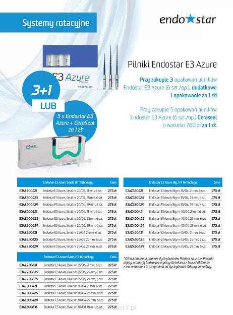 5 x Endostar E3 Azure (6 szt.) + GRATIS: CeraSeal 2g