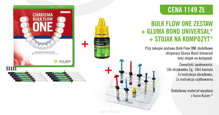 Charisma Bulk Flow One / zestaw 10 x 2g + GRATIS: Gluma Bond Universal 4ml + Stojak na kompozyty