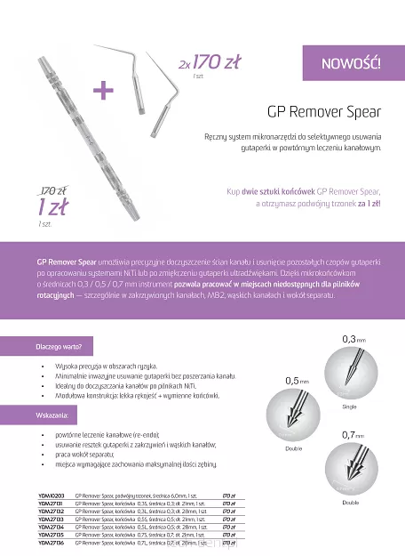 GP Remover Spear / system do usuwania gutaperki PPROMOCJA 2+1 GRATIS