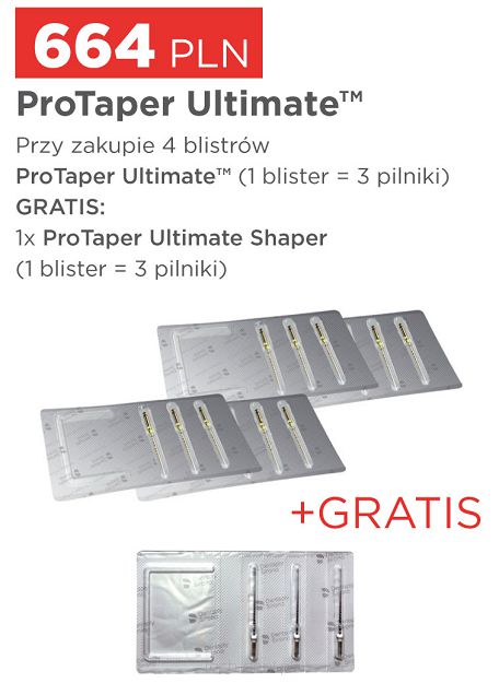 ProTaper Ultimate / 4 x 3 szt. (dowolne rodzaje/rozmiary) + GRATIS: 1 x Protaper Ultimate Shaper (3 szt.)