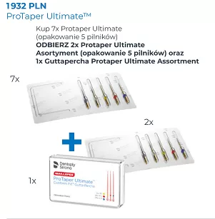 ProTaper Ultimate / 7 x 5 szt. (dowolne rodzaje/rozmiary) + GRATIS: 2 x Protaper Ultimate Sequence (5 szt.) +  1 x Gutaperka Protaper Ultimate (Ass. F1-F3)