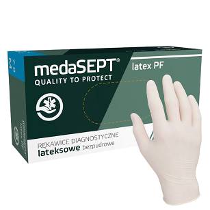 Rękawiczki lateksowe bezpudrowe medaSEPT / 100 szt.