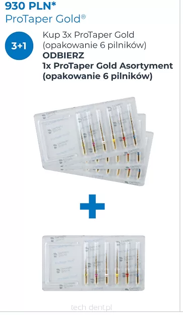 ProTaper Gold / 3 x 6 szt. (dowolne rozmiary) + GRATIS: 1 x ProTaper Gold 6 szt. (Ass.)
