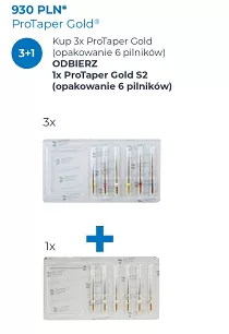 ProTaper Gold / 3 x 6 szt. (dowolne rozmiary) + GRATIS: 1 x ProTaper Gold S2 (6 szt.)
