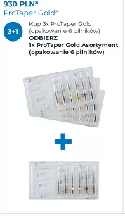 ProTaper Gold / 3 x 6 szt. (dowolne rozmiary) + GRATIS: 1 x ProTaper Gold 6 szt. (Ass.)
