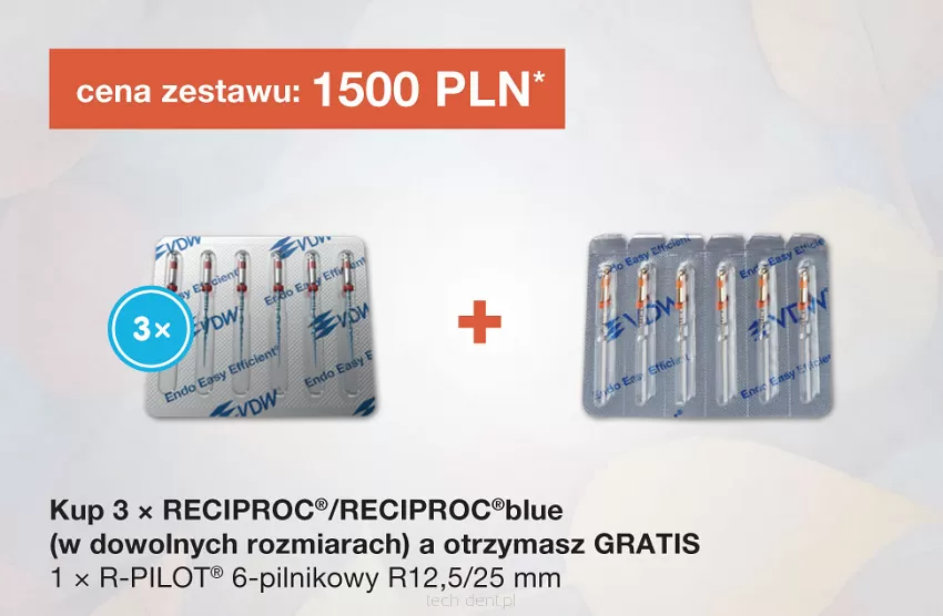 Reciproc Blue 3 x 6 szt. (dowolny rozmiar) + GRATIS: 1 x Pilniki R-Pilot 012/25mm (6 szt.)