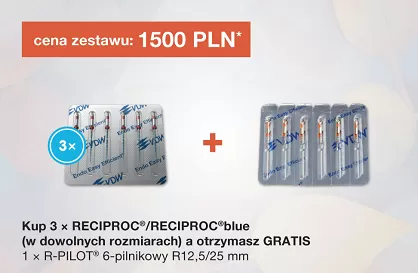 Reciproc Blue 3 x 6 szt. (dowolny rozmiar) + GRATIS: 1 x Pilniki R-Pilot 012/25mm (6 szt.)